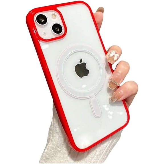 Red Edge Phone Case, Support MagSafe Wireless Charging, Shockproof Clear Case for iPhone 12 Mini