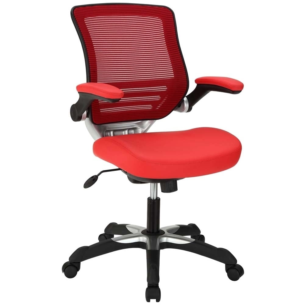 ErgoFlex Red Vinyl Swivel Office Chair with Adjustable Arms