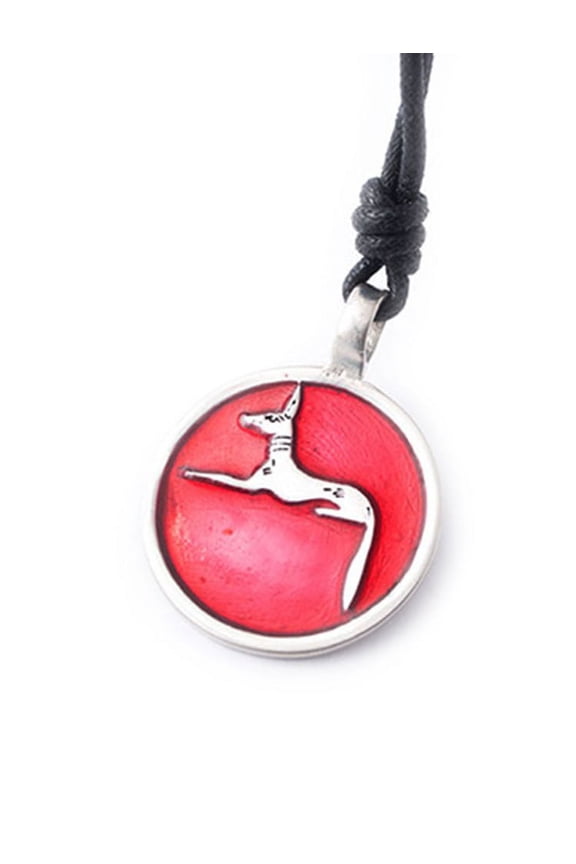 Red Egyptian God Anubis Silver Pewter Charm Necklace Pendant Jewelry
