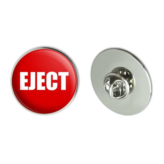 Red Eject Button Design Funny Metal 1.1" Tie Tack Hat Lapel Pin Pinback