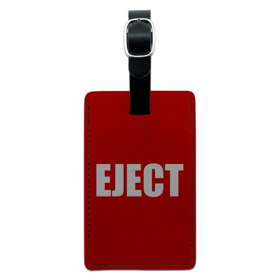 Red Eject Button Design Funny Rectangle Leather Luggage Card Suitcase Carry-On ID Tag