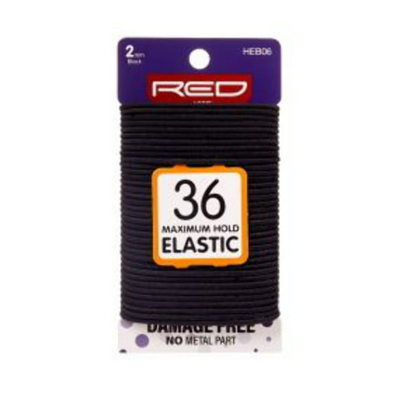Red Elastic Band 36/Ct 2Mm Black Heb06