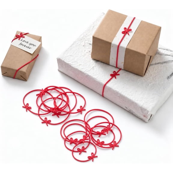 Red Elastic Bow Loops, 15 Pack for , Cookie, Soap and Craft Packaging