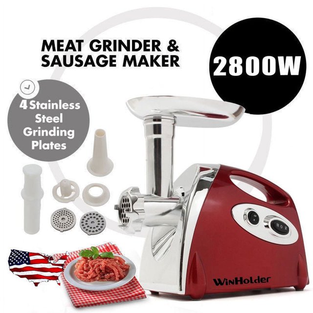 Red Electric Meat Grinder Mincer Sausage Stuffer Stainless Steel 2800W