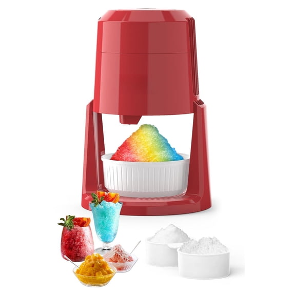 Red Electric Shaved Ice Maker For Home Frozen Treats, Slushies And Snow Cones