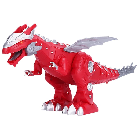 Red Electronic Dinosaur Toy With Sounds And Lights Walking Robotic T-Rex Figure Realistic Movement Interactive Pet Toy For Kids Red Version Size 13.8X5.9X5.5 Inches