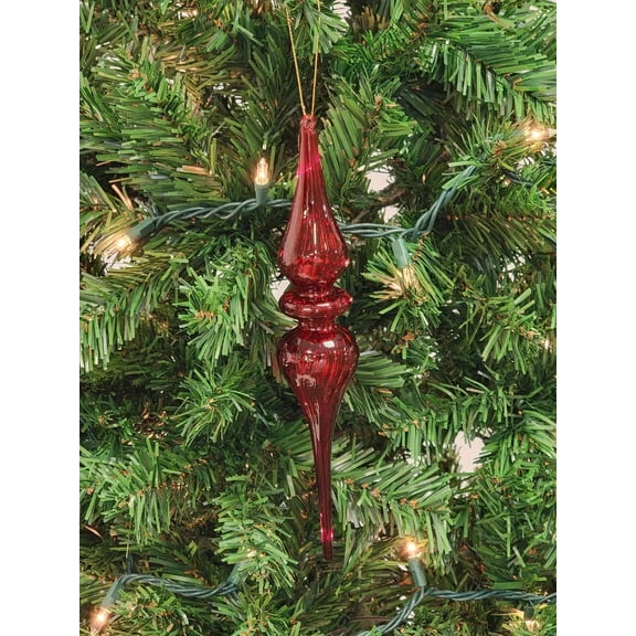 Red Elongated Finial Glass Christmas Ornament F07M7-1-LH76-23215