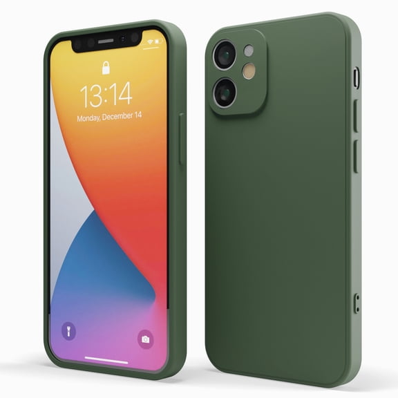 Red Ember Shockproof Case for iPhone, Ultra Slim Protective Liquid Silicone Matte Finish Phone Case - iPhone 11 - Dark Green