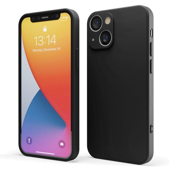 Red Ember Shockproof Case for iPhone, Ultra Slim Protective Liquid Silicone Matte Finish Phone Case - iPhone 14 - Black
