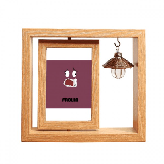 Red Emotion Worry Frown Eyebrow Wooden Rotating Picture Photo Frame 4x6