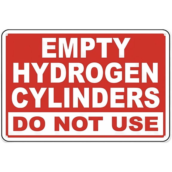Red Empty Hydrogen Cylinders Do Not Use Sign - 8"x12" Aluminum Tin Warning Sign for Home Outdoor Garden, Hydrogen Storage, Empty Cylinder Alert