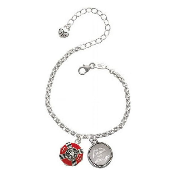 Red Enamel Fire Department Medallion You Will Forever Be My Always Engraved Bracelet