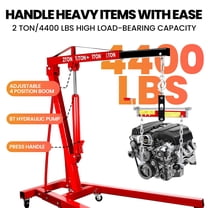 Red, Engine Hoist, Foldable Folding crane with 4400Lb Capacity and Metal Thickness 0.1inch, Heavy Duty Shop Crane, Heavy Duty Hydraulic Shop Crane for Factory