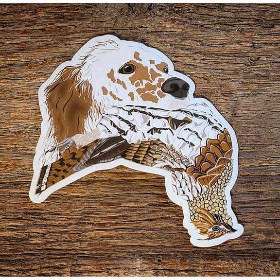 Red English Setter with Grouse Sticker Decal