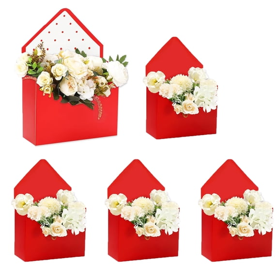 Red Envelope Box, 5 Packs Valentine Box Envelopes, Flower Arrangement Box Packaging Gift Paper Boxes For Wedding, Party, Birthday, Mother'S Day, Black