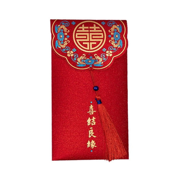 Red Envelope Chinese Traditional Double Happiness Red Pocket Lucky Money Hong Bao Card Envelope for Wedding Accessories, Lucky Money Envelopes with Chinese Tassel Pendant