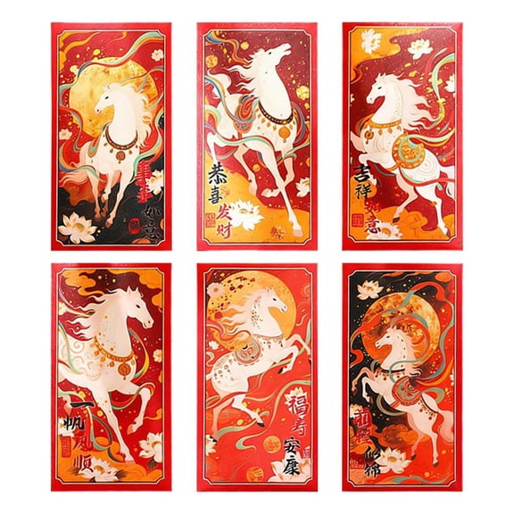Red Envelopes With Horse Design For Lunar New Year And Celebrations Paper Traditional Gift Money Packets
