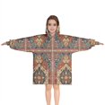 thumbnail image 1 of Red Ethnic Geometric Pattern Blanket Hoodies for Kids 6-13YR Oversize Wearable Blanket Hoodies for Boys Girls Teens, 1 of 7