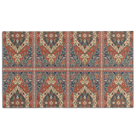 Red Ethnic Geometric Pattern Door Rugs,Washable Non Slip Door Mats Indoor,Decorative Door Mats,Entry Mat Indoor for Entrance,Bedroom,Kitchen,Bathroom,17"x30"