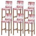 thumbnail image 1 of Red Eucalyptus Bar Stool Cover Set of 6, Spring Summer Farmhouse Leaves Watercolor Stretch Bar Chair Cover, Removable Washable Pub Counter Stool Chair Slipcover for Kitchen Dining Room Pub Cafe, 1 of 9