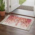 thumbnail image 1 of Red Eucalyptus Leaves Bathroom Rug 2'x3', Spring Floral Summer Botanical Low Profile Front Entryway Rug with Tassels, Woven Cotton Washable Kitchen Mat Carpet for Foyer Bedroom Back Door Decor, 1 of 9
