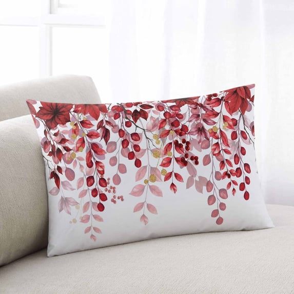 Red Eucalyptus Leaves Body Pillow Cover, Pillowcase Protectors with Zipper, Breathable Decorative Throw Pillow Case Cover, Summer Botanical Weeping Pillow Shams for Couch Sofa 24x36Inch