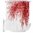 thumbnail image 1 of Red Eucalyptus Leaves Fabric Shower Curtain Watercolor Art Washable Shower Curtains for Bathroom, Waterproof Bath Curtain with Hooks Home Decor 72x84in, 1 of 8