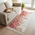thumbnail image 1 of Red Eucalyptus Leaves Hallway Runner Rug 2'x5', Spring Floral Summer Botanical Washable Kitchen Runner Rug with Tassels, Laundry Room Rugs Woven Cotton Carpet for Bedroom Entryway Front Door, 1 of 9