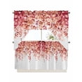 thumbnail image 1 of Red Eucalyptus Leaves Kitchen Curtain and Valance Set 3 Pieces,Rod Pocket Short Tier Curtains 24 Inch Length,Spring Floral Summer Botanical Swag Topper Small Window Treatment for Cafe Bathroom, 1 of 6