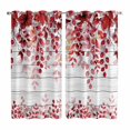 thumbnail image 1 of Red Eucalyptus Leaves Kitchen Curtains 63 Inch Length, Summer Botanical Weeping Wooden Grommet Top Bedroom Living Room Curtains, Light Filtering Cafe Curtain Drapes 2 Panels Set 84''x63'', 1 of 9