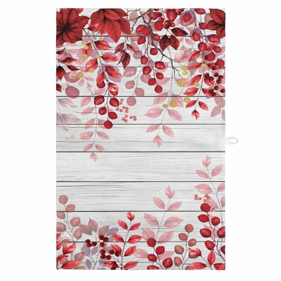 Red Eucalyptus Leaves Kitchen Towels, Absorbent Microfiber Kitchen Dish Hand Tea Bath Towel, Summer Botanical Weeping Wooden Quick Dry Cleaning Cloth Dishclothes Decorative Sets, (1-PC, 18x28)