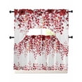 thumbnail image 1 of Red Eucalyptus Leaves Swag Kitchen Curtains Sets for Windows 24 Inch Length, Summer Botanical Weeping Short Window Curtain Panels Swags Valances and Tiers 3 Piece Set for Cafe/Dining Room, 1 of 5