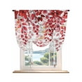 thumbnail image 1 of Red Eucalyptus Leaves Tie Up Curtains for Windows 45 Inch Length Balloon Curtains Kitchen Adjustable Balloon Window Shade Summer Botanical Weeping Wooden Tie Up Bathroom Curtain Window 52"x45", 1 of 6