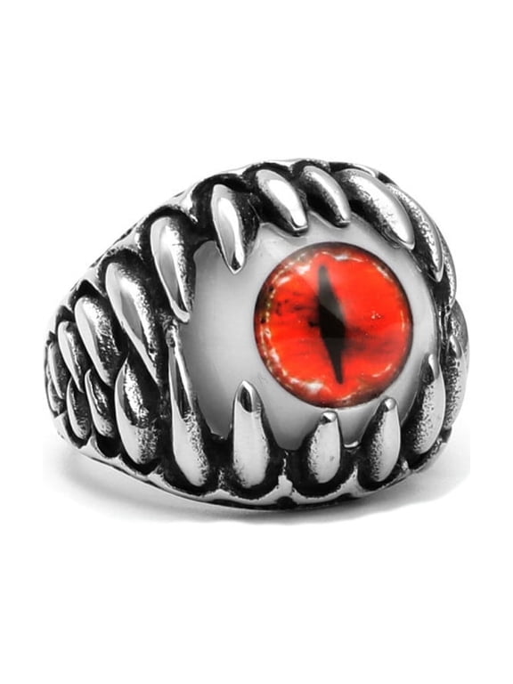 Red Evil Eye Eyeball Ring for Men Women Stainless Steel Biker Punk Band Size 9 by Ginger Lyne