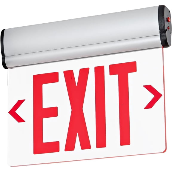Red Exit Signs for Business, LED Edge Lit Exit Sign, UL 924, Hardwired Emergency Exit Lights with Battery Backup, Aluminum Housing with Rotating Acrylic Clear Panel, AC 120/277V, 1 Pack