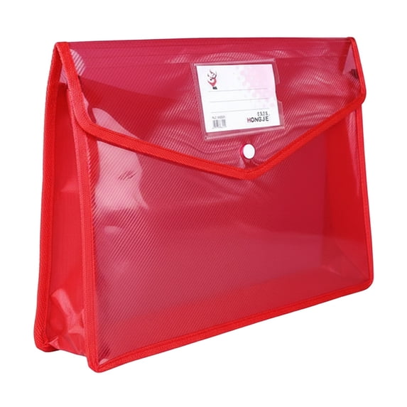 Red Expandable File Folder, Plastic Document Wallet with Button Closure ...