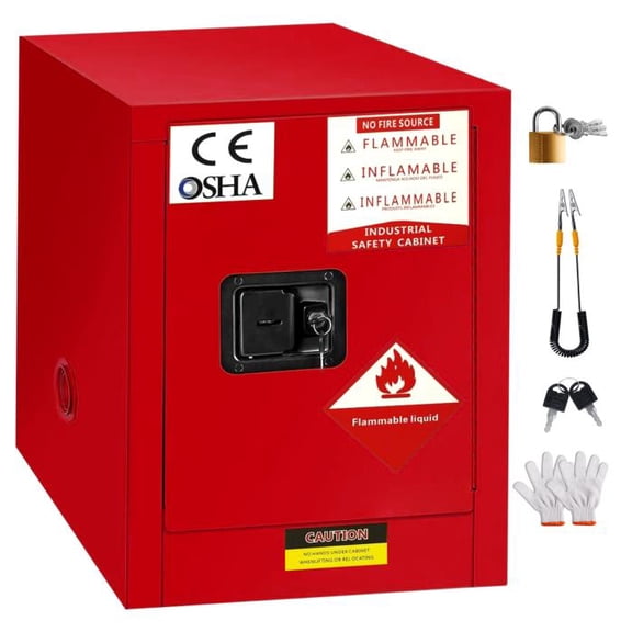 Red Explosive Storage Cabinet, 18.11"x18.11"x23", Adjustable Steel Shelves, Industrial Safety Unit, Logistics Centers, Manufacturing Plants, Garages