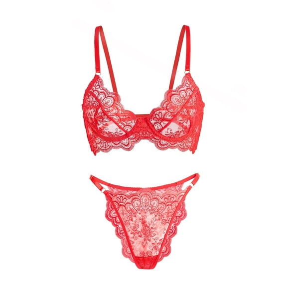 Red Exquisite Lace Lingerie Set (RED, L)