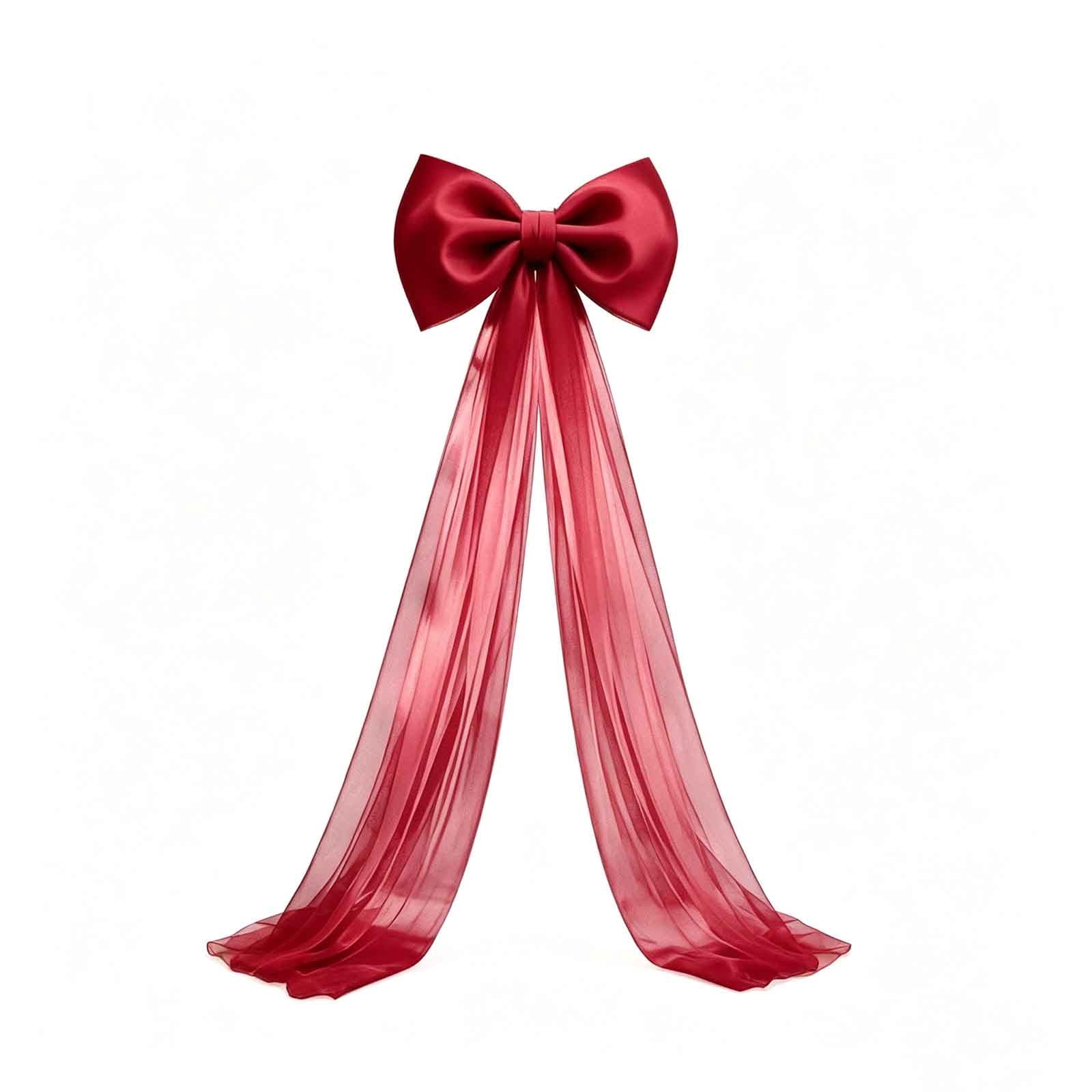 Red Extra-Large Netting Christmas Bow, 23.6x78.7 Inch Sheer Wreath Tree ...