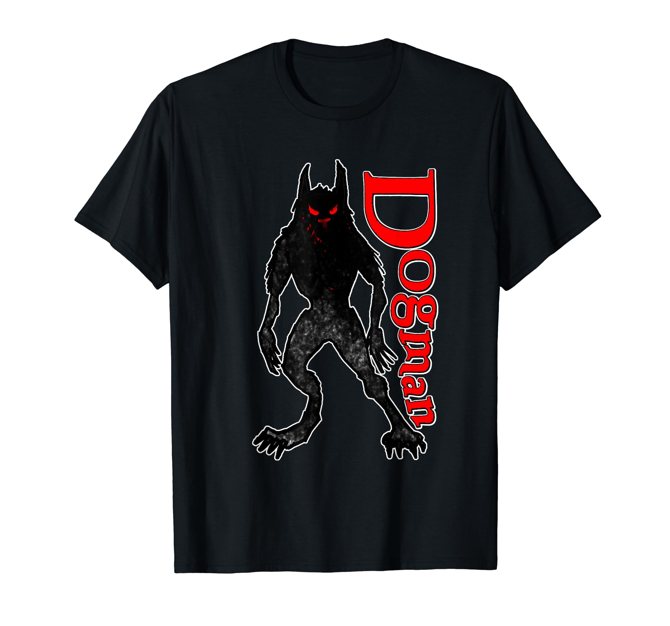 Red Eye Dogman Werewolf: Monster Cryptid Black T-Shirt - Walmart.com