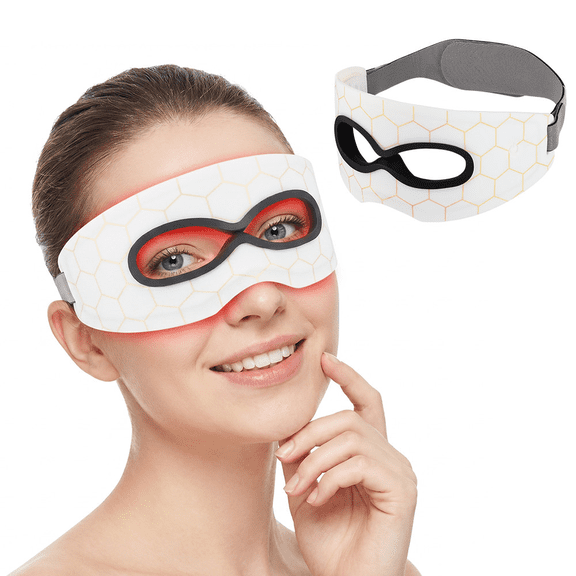 Red Eye Mask Light for & Dark Circles, 7-in-1 LED Face Mask with 36 Lights, 7 Color Modes, 3D Ergonomic Design, Rechargeable 800mAh, 10-Min Auto Shutoff