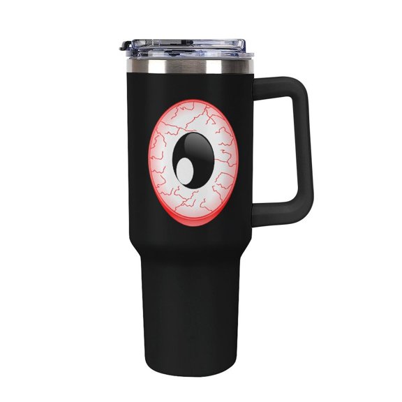 Red Eyeball 1 Tumbler with Handle and Straw 40 oz Stainless Steel Leakproof Travel Coffee Mug Car Cup Vacuum Water Bottle 40oz