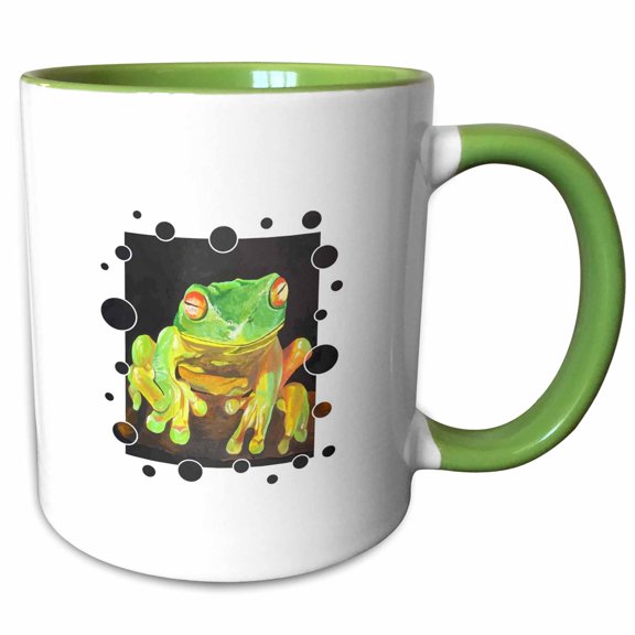 3drose, Red Eyed Tree Frog Artistic Vector, 11oz Two-tone Green Mug