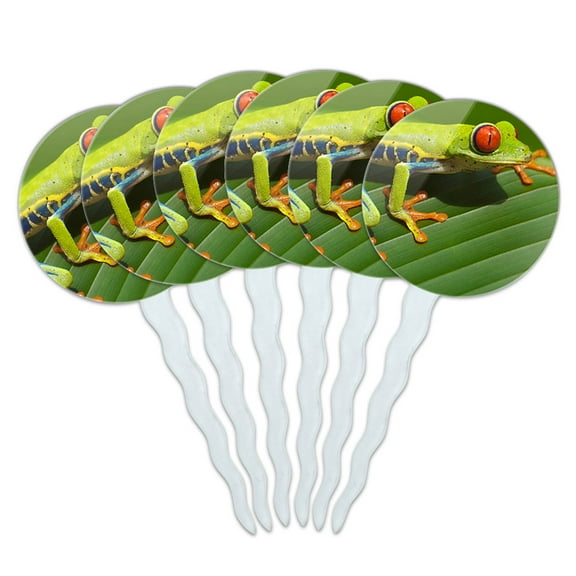 Red Eyed Tree Frog Cupcake Picks Toppers - Set of 6