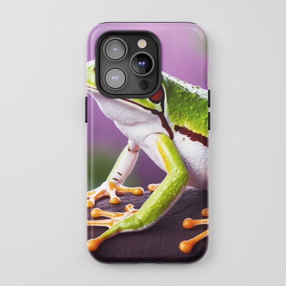 Red Eyed Tree Frog For All iPhone Series Protective Phone Case Nature Wildlife Green Orange Purple