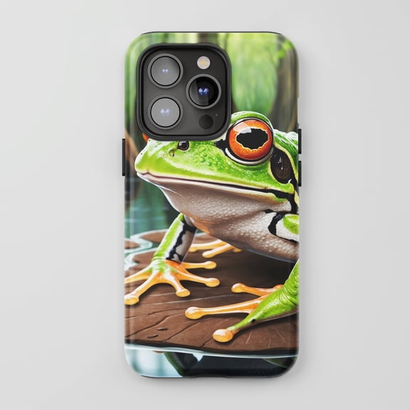 Red Eyed Tree Frog For All iPhone Series Protective Phone Case Realistic Nature Vibrant Green Orange