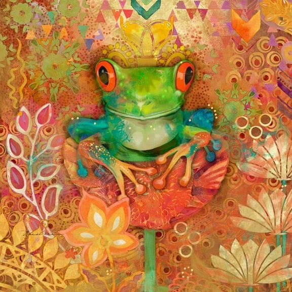 "Red-Eyed Tree Frog" Painting Print on Wrapped Canvas