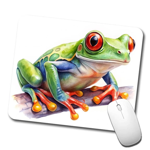 Red Eyed Tree Frog Watercolor Mouse Pad Low Profile Gaming Mat