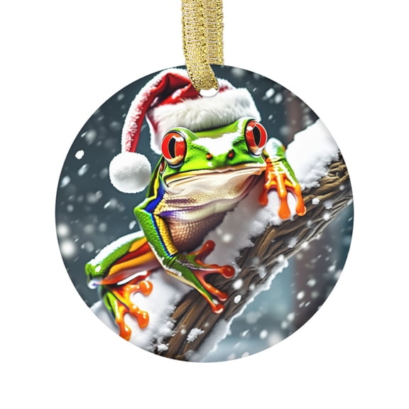 Red Eyed Tree Frog in Snow Frogs Animals Lover Ceramic Christmas Ornament Xmas Holiday Tree Gift