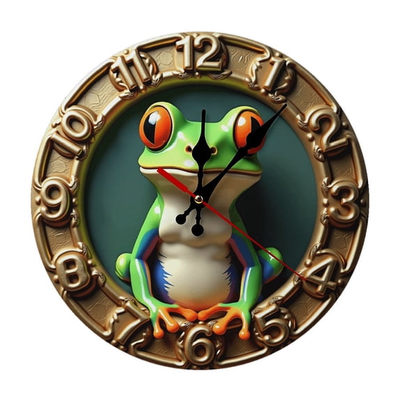 Red Eyes Frog Wall Clock 10 Inch Silent Non Ticking Round Clock Decoration for Living Room Kitchen Bedroom Bathroom Office Classroom
